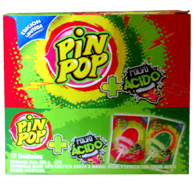 Caramelo Pin Pop Polvo Ácido Display x 12 Un