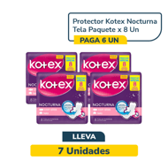 Protector Kotex Nocturna Tela Paquete x 8 Un Pague 6 Lleve 7