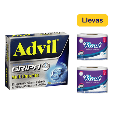 Advil Gripa x 20 Cápulas Líquidas Gratis 2 Rollos Rosal Ultra Confort