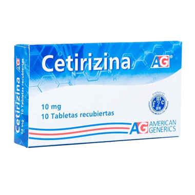 Cetirizina AG 10 mg Caja x 10 Tabletas Recubiertas 