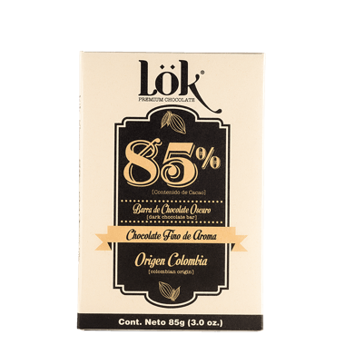 Barra de Chocolate Lok 85% Origen Colombia x 85 gr
