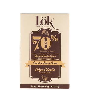 Barra de Chocolate Lok 70% Origen Colombia x 85 gr