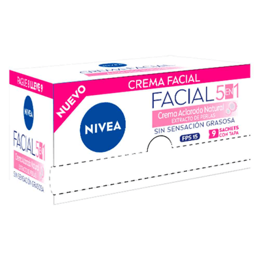 Crema Facial Nivea 5En1 Aclarado Natural Display x 9 Un