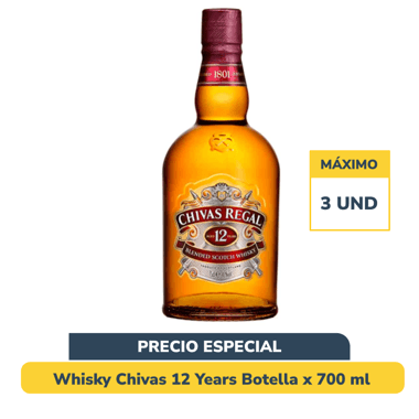 Whisky Chivas 12 Years Botella x 700 ml
