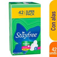 Stayfree Con Alas Paquete x 42 Un