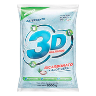 Detergente 3D Polvo Bicarbonato +Aloe Bolsa x 3 Kg