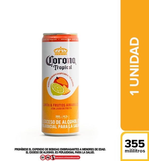 Bebida Corona Tropical Limón Y Frutos Amarillos Lata 355 Ml