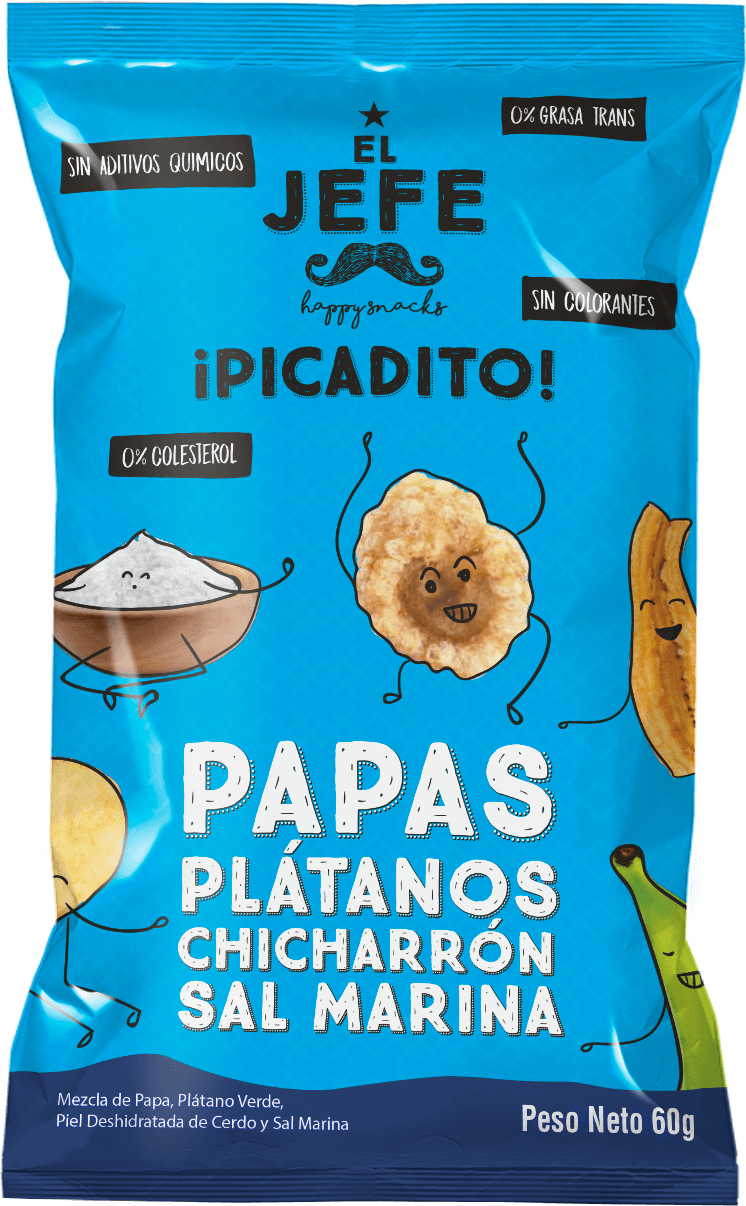 Mezcla De Papas, Plátano, Chicharrón Y Sal Marina El Jefe x 60 gr