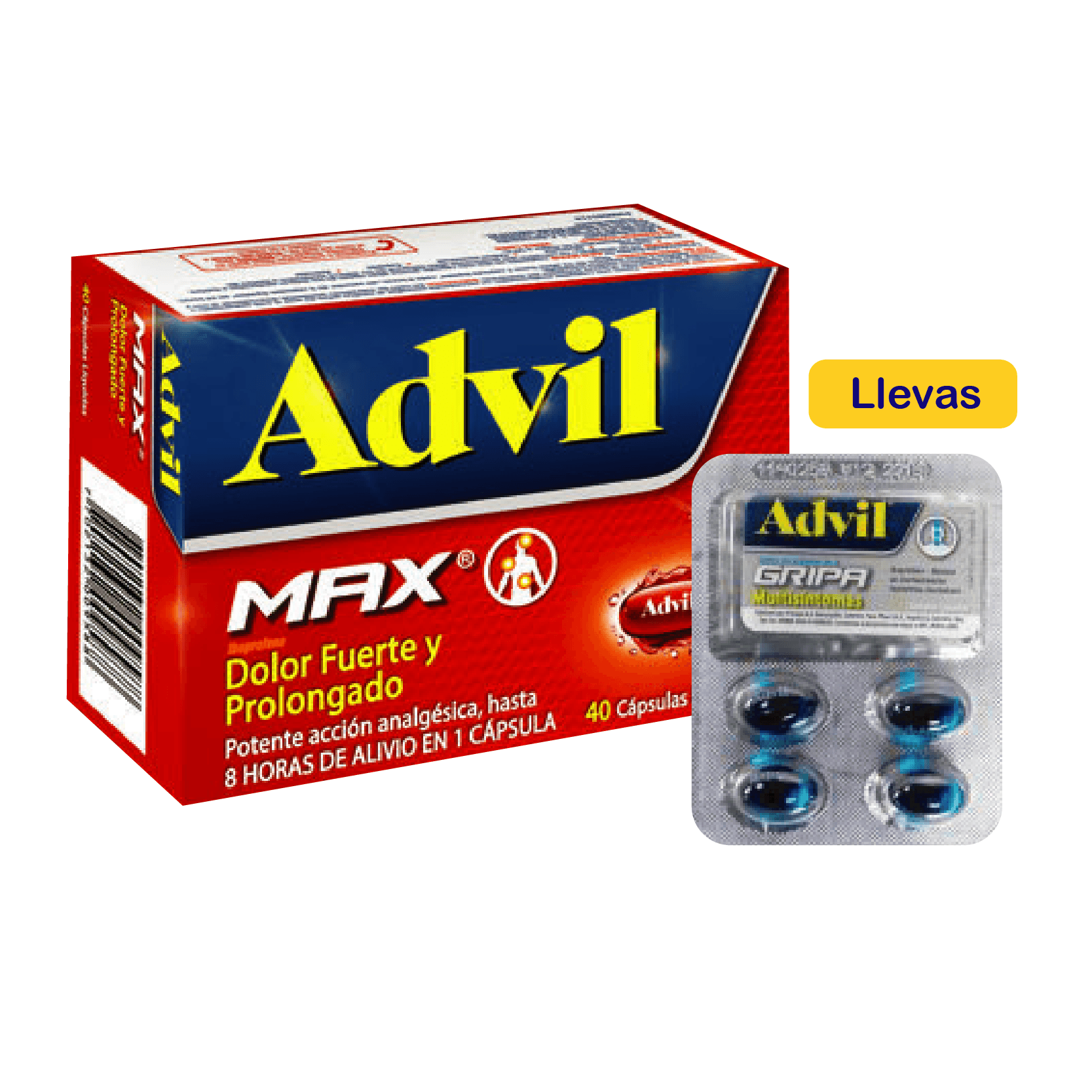 Advil Max x 40 Un Gratis Advil Gripa x 4 Un