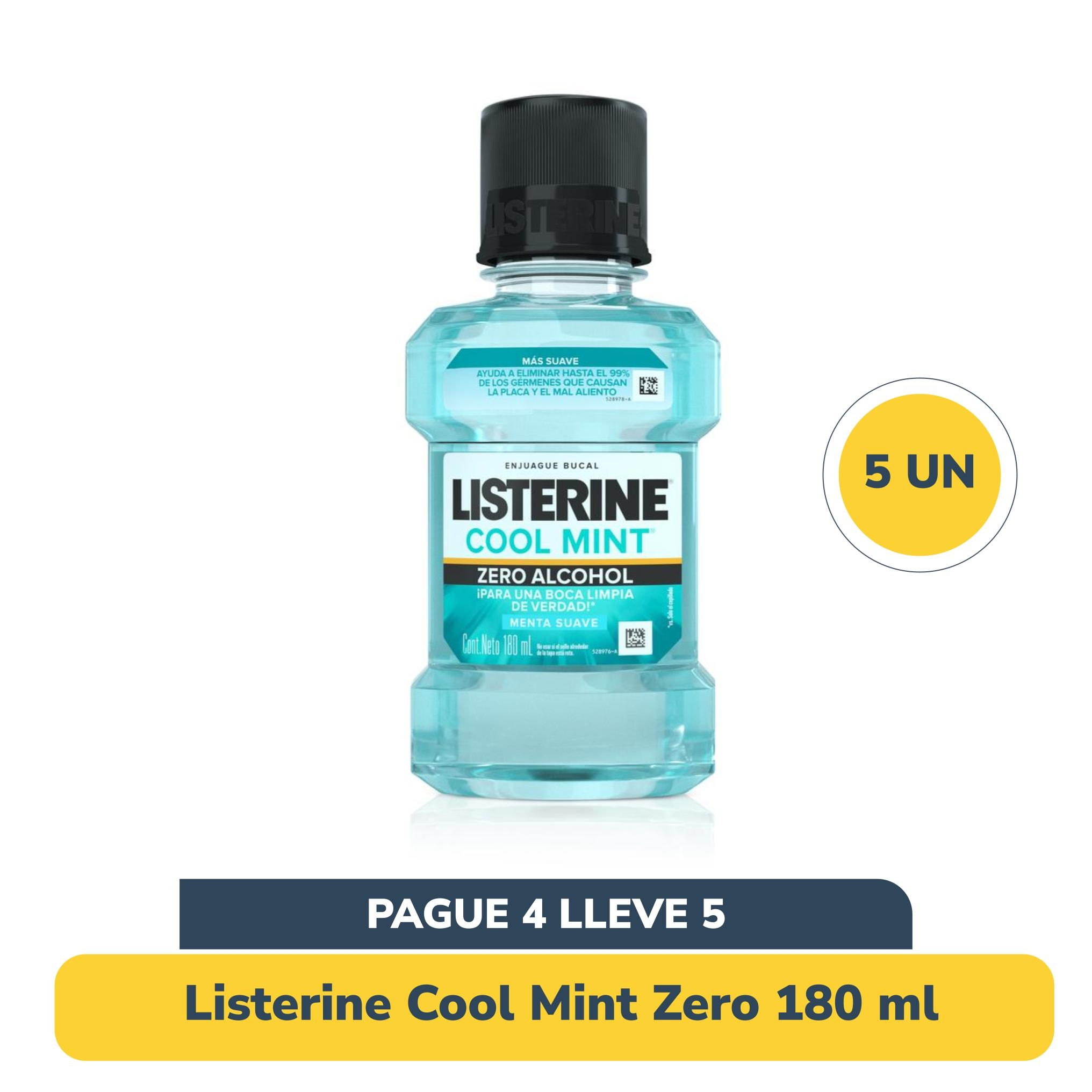 Listerine Cool Mint Zero 180 ml Pague 4 Lleve 5