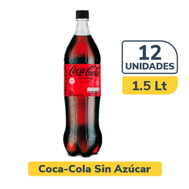 Coca Cola Sin Azúcar x 1.5 Lt Pet x 12 Un