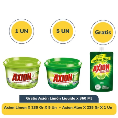 Combo Axion Limon X 235 X 5 Und + Axion Aloe X 235 X 1 Und + Gratis 1 Und Axion Limon Liquido X 360 Ml