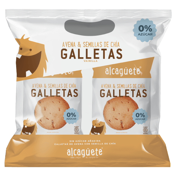 Galletas Alacaguete Avena y Chia Sin Azúcar Añadida x 5 un x 30 gr