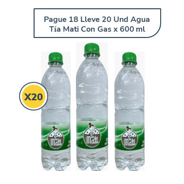 Agua con Gas Tía Mati x 600 ml Pague 18 Lleve 20 un
